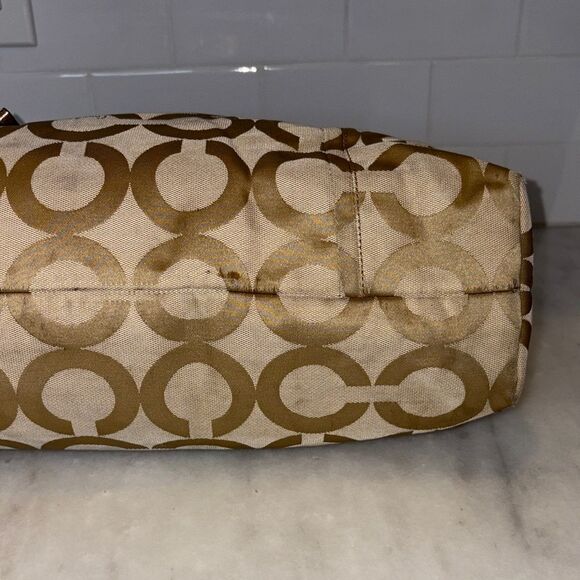 Coach Bag Purse Handbag Y2K Poppy Signature Op Art Logo Large Tote Bag - Picture 8 of 16